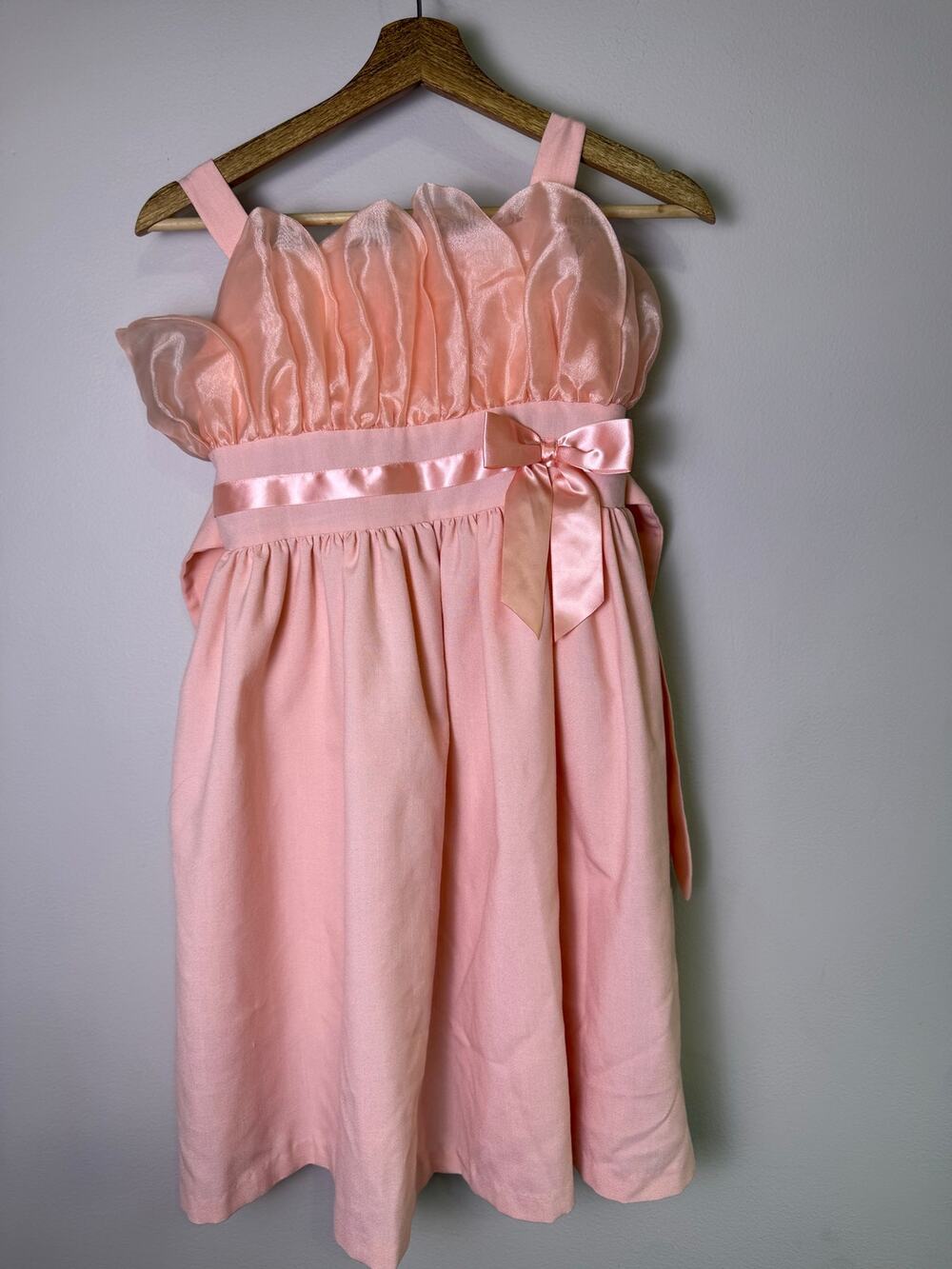 Bonnie Jean Girls Pink Party Dress Satin Bow Organza Size 16